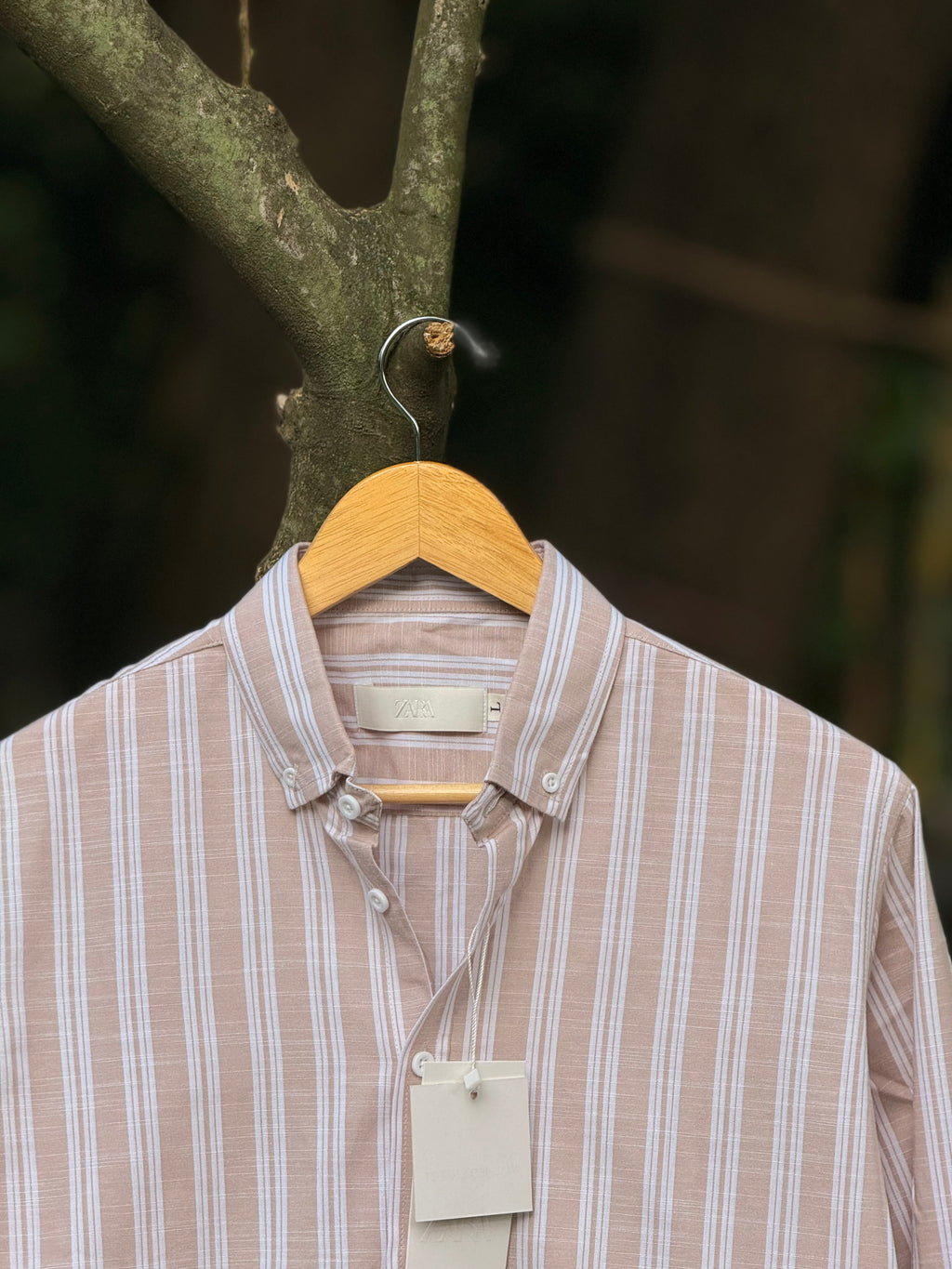 Gentle Stripe Shirt- Camel Beige