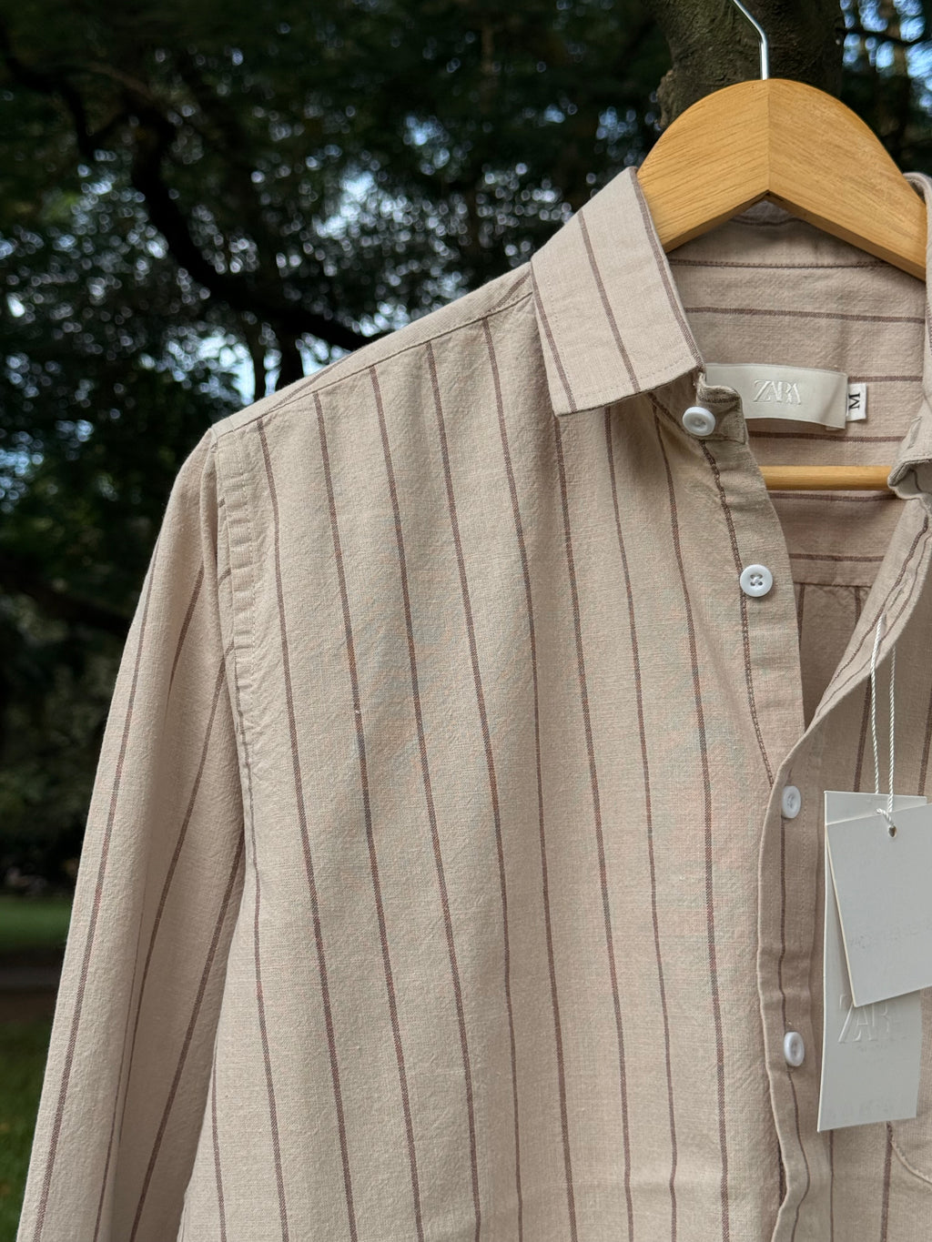 Gentle Stripe Shirt-Sand Beige