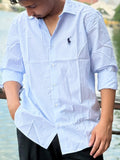 Classic Blue & White Pinstripe Casual Shirt