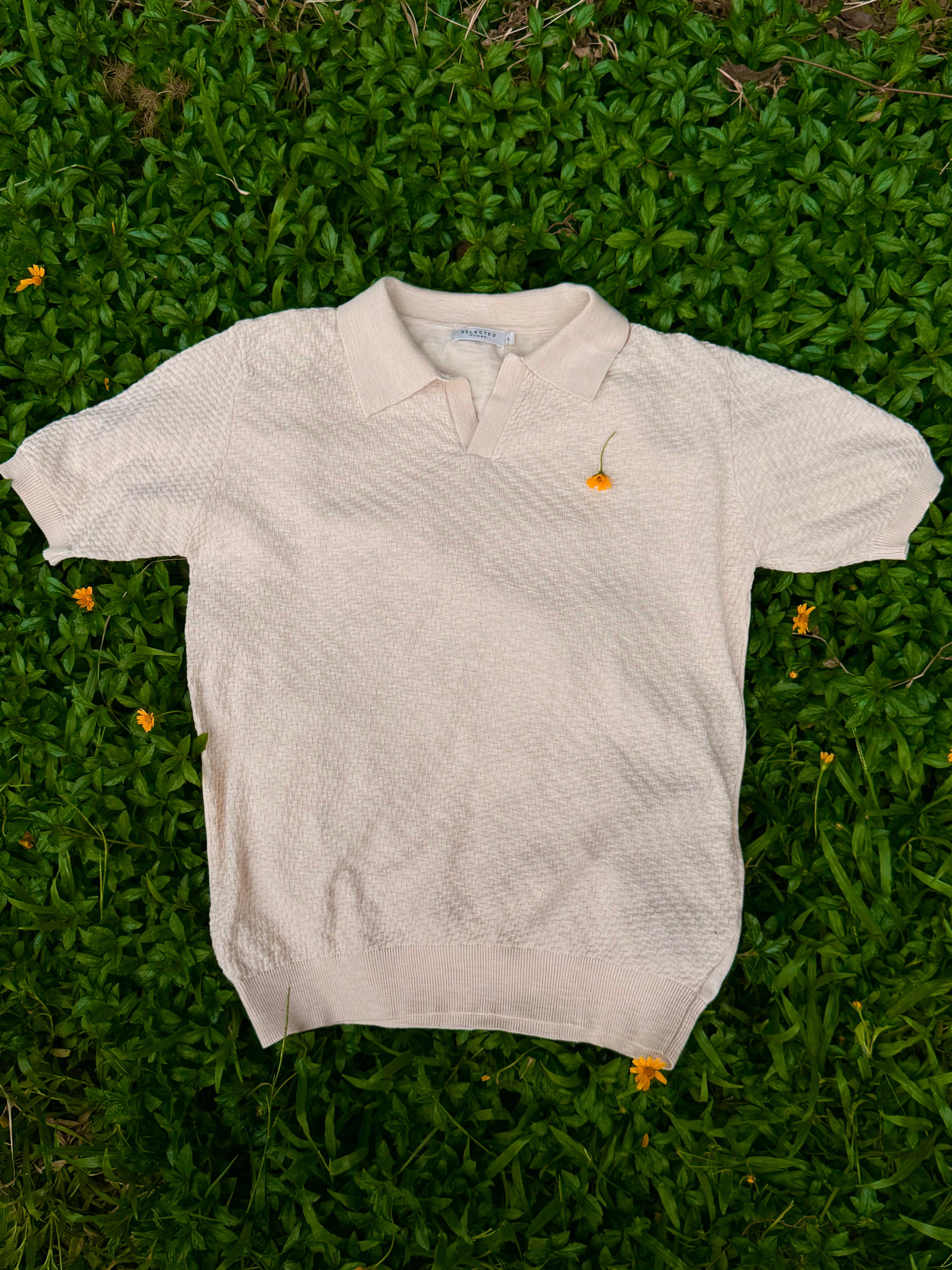 Selected Homme Knotted Polo - Cream