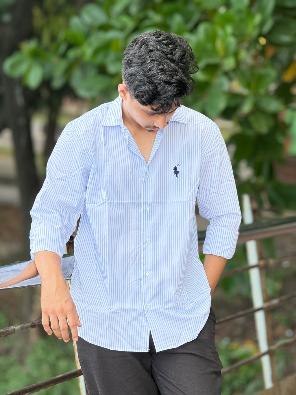 Classic Blue & White Pinstripe Casual Shirt